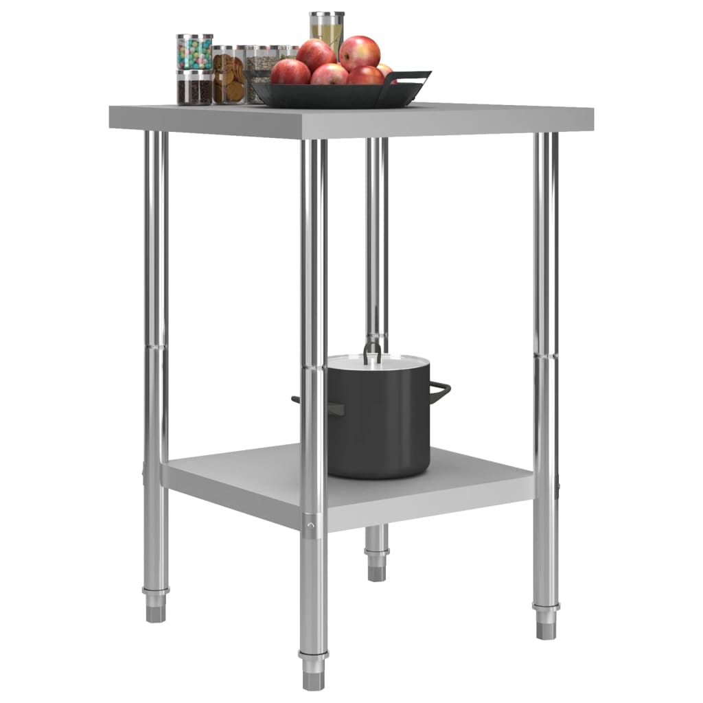 Mesa de trabalho de cozinha 60x60x85 cm aço inoxidável