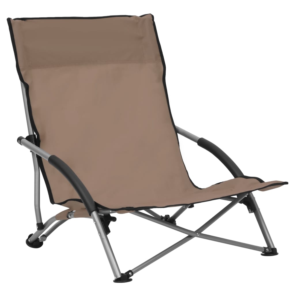Cadeiras de praia dobráveis 2 pcs tecido cinzento-acastanhado