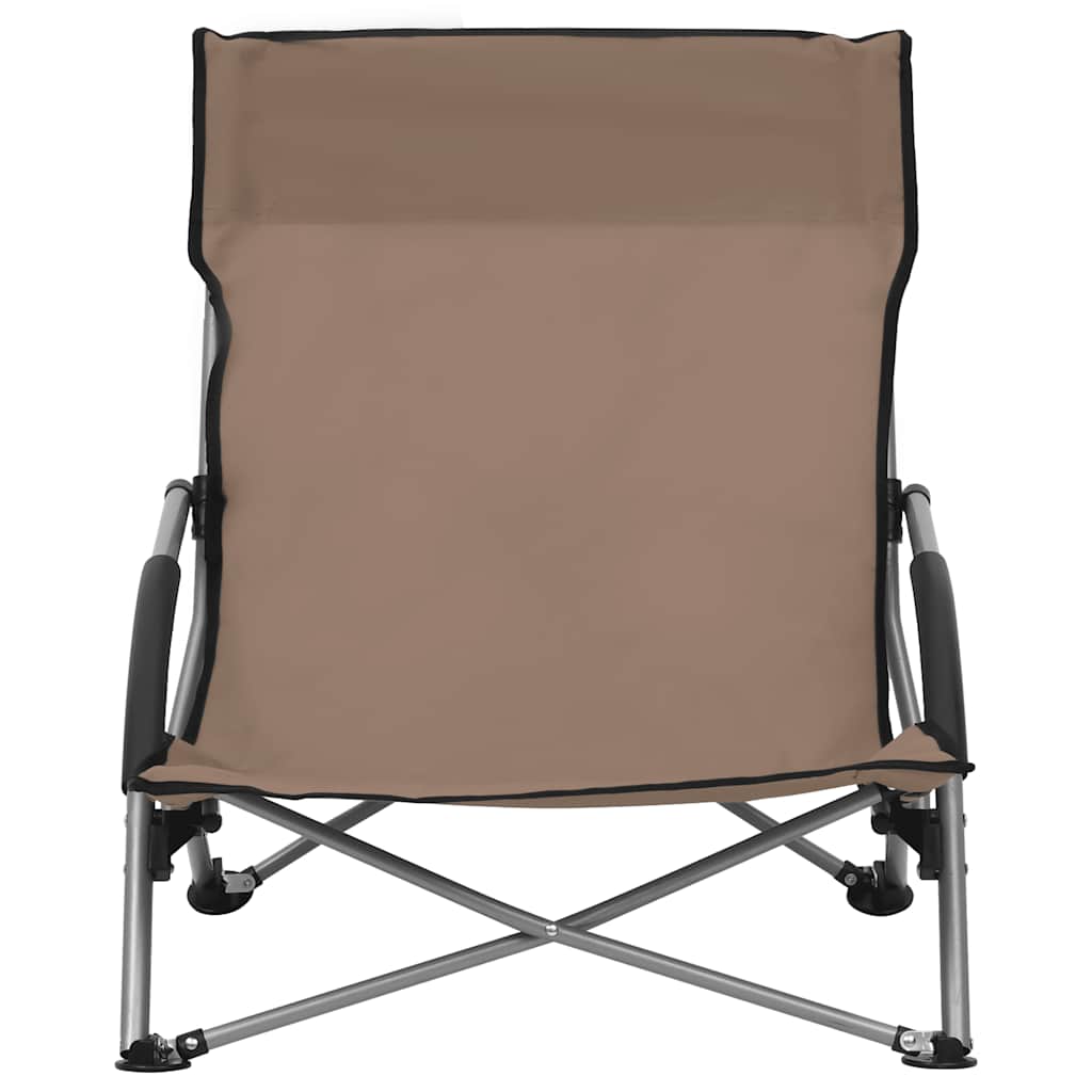 Cadeiras de praia dobráveis 2 pcs tecido cinzento-acastanhado
