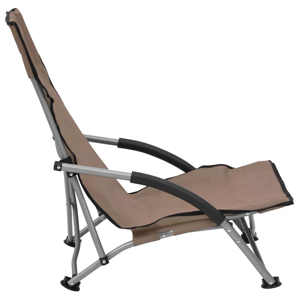 Cadeiras de praia dobráveis 2 pcs tecido cinzento-acastanhado