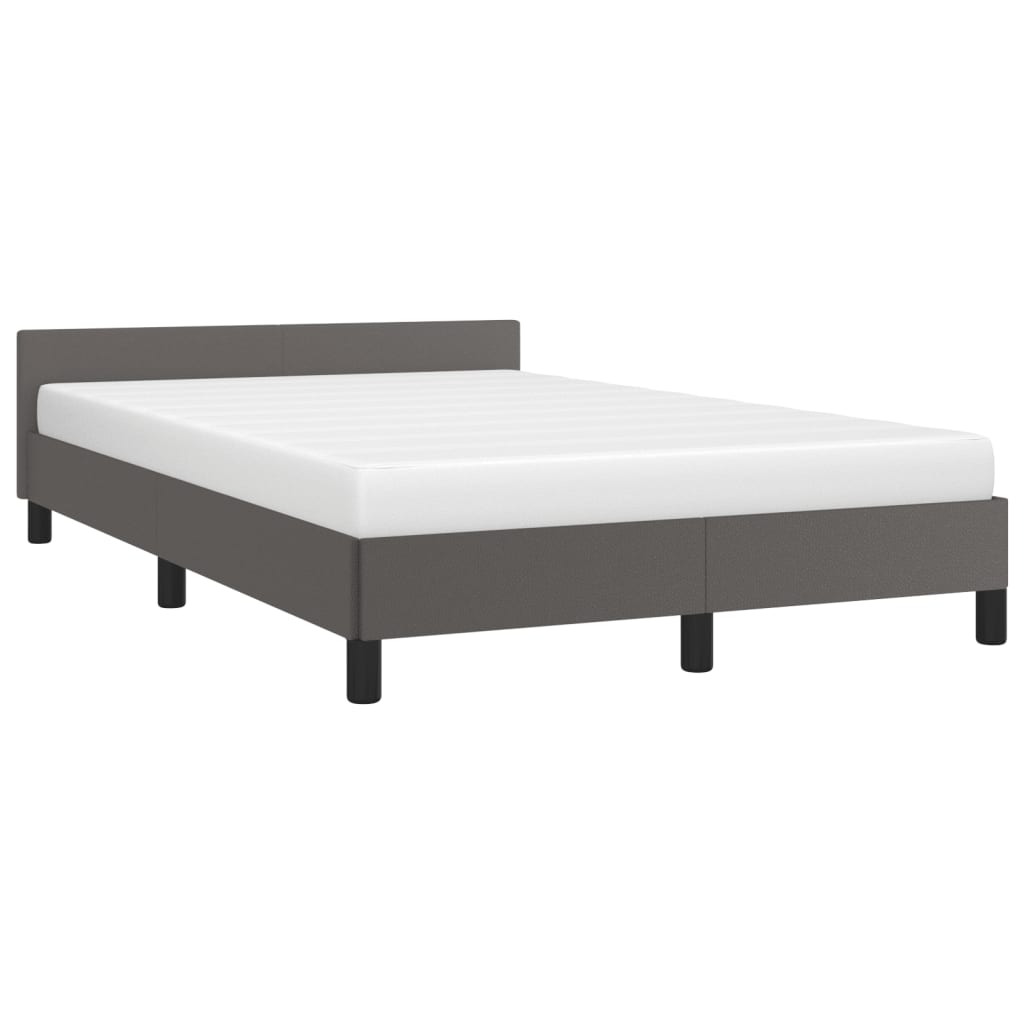 Estrutura de cama sem colchão 120x190cm couro do falso cinzento