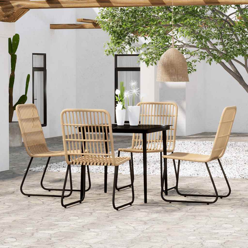 5 Pcs conjunto de jantar para jardim cor de carvalho