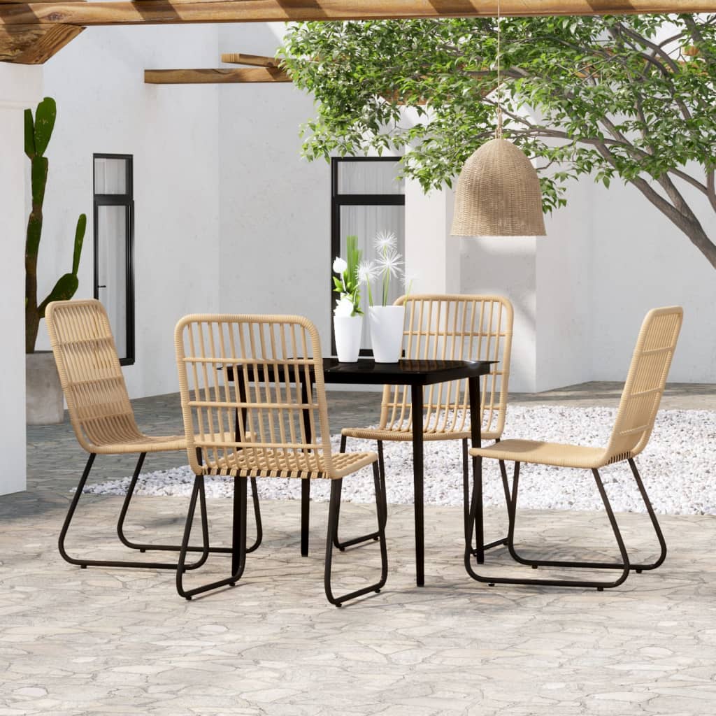 5 Pcs conjunto de jantar para jardim cor de carvalho