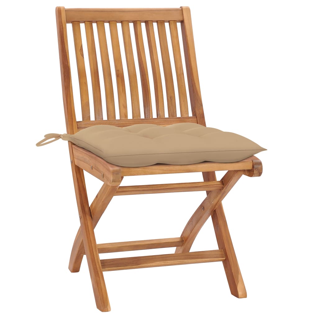Cadeiras de jardim dobráveis c/ almofadões 8 pcs teca maciça