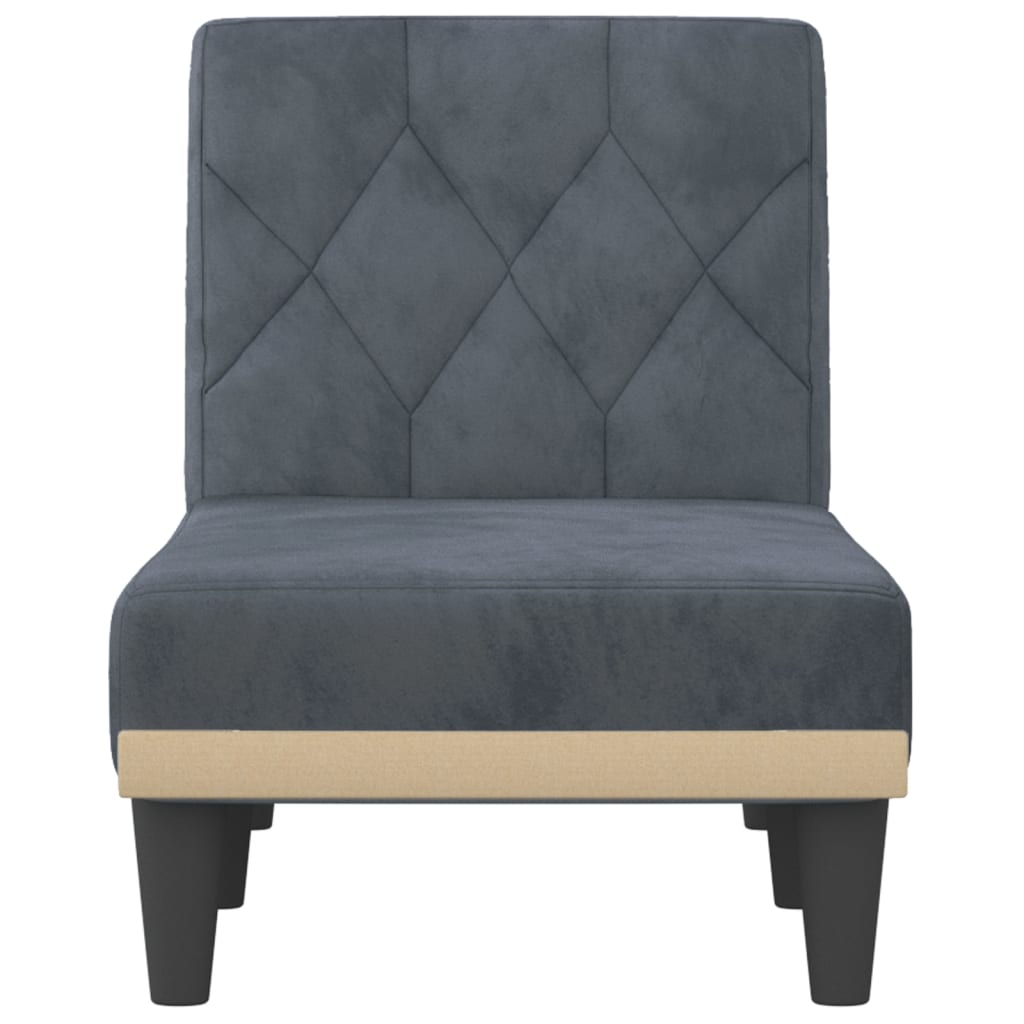 Chaise longue veludo cinzento-escuro