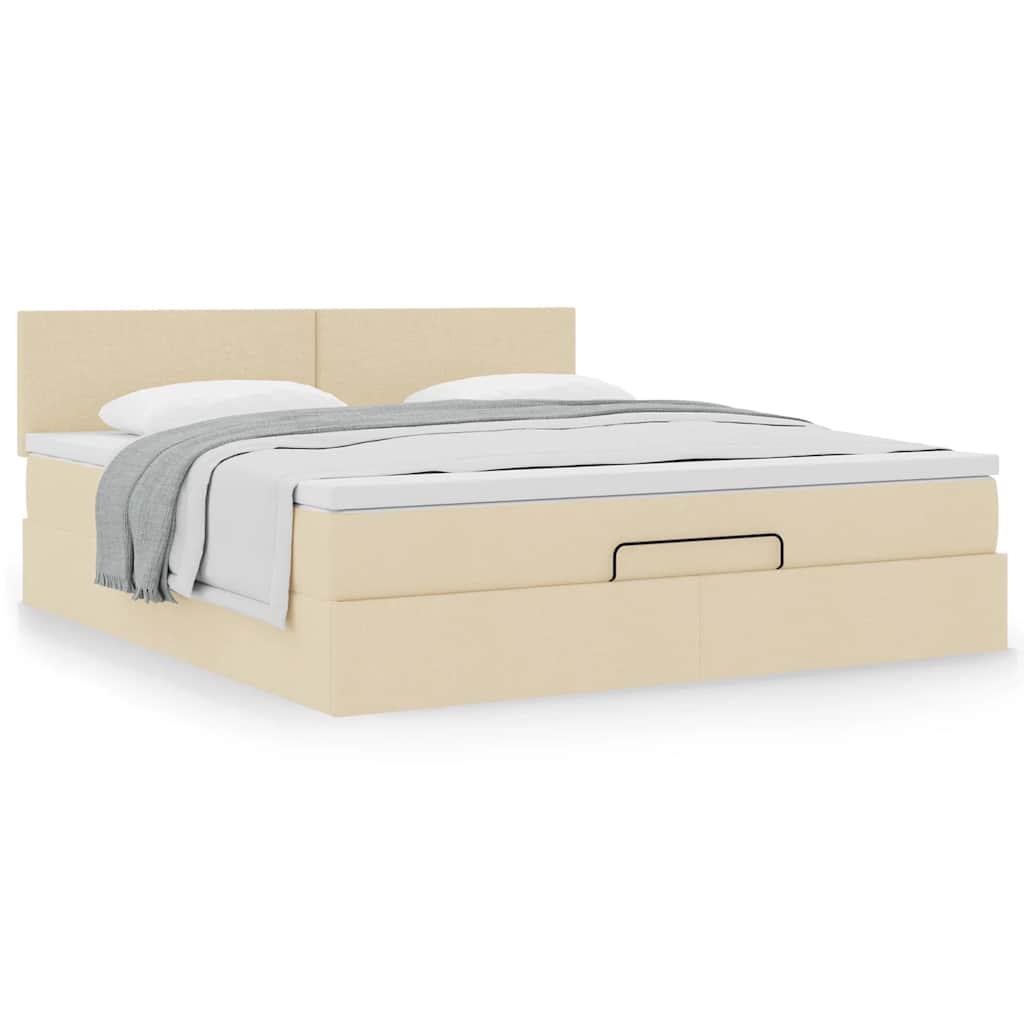 Estrutura de cama otomana com creme de colchão 180x200cm tecido
