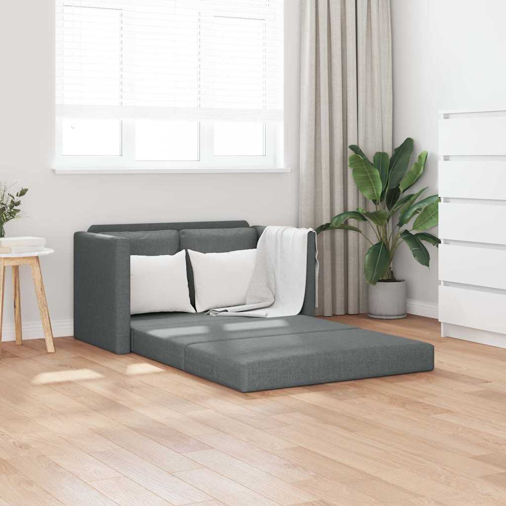 Sofá-cama sem pés 112x174x55 cm tecido cinzento-escuro