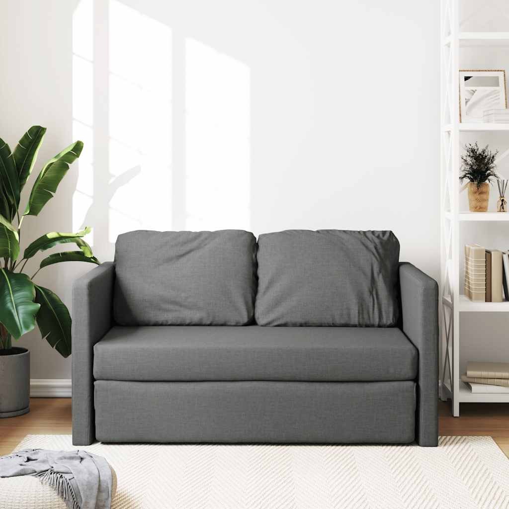 Sofá-cama sem pés 112x174x55 cm tecido cinzento-escuro