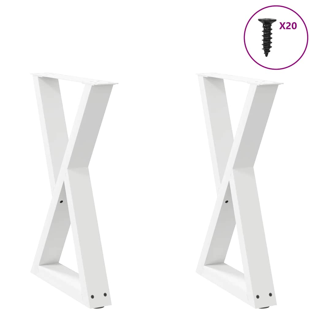Pés para mesa de jantar 2 peças, branco, 50x(72-73,3) cm, aço