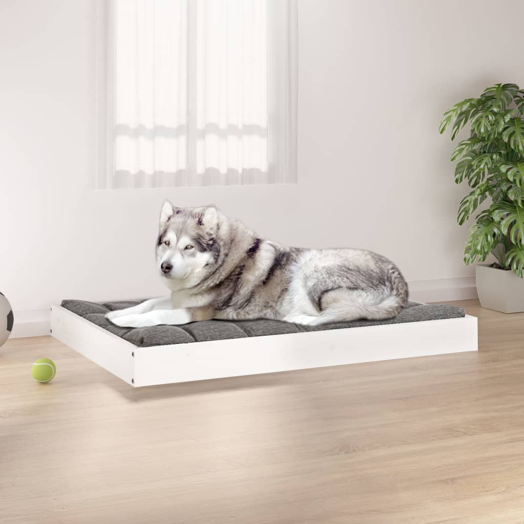 Cama para cães 101,5x74x9 cm madeira de pinho maciça branco