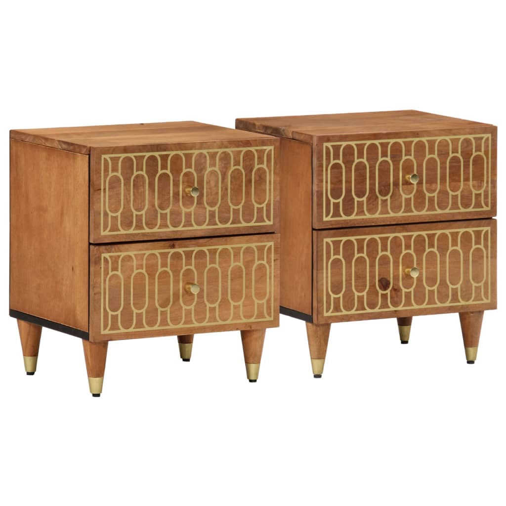 Mesas de cabeceira 2 pcs 40x33x46 cm madeira mangueira maciça