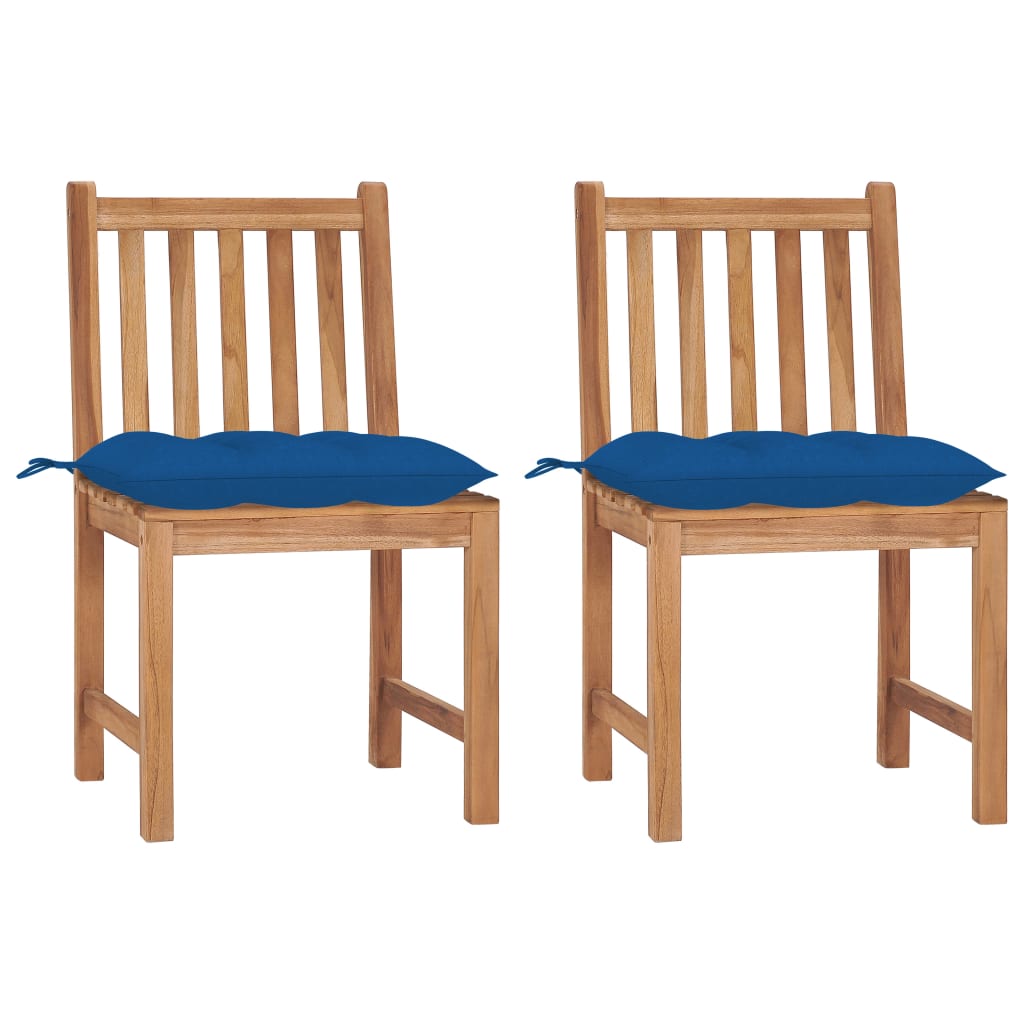 Cadeiras de jardim c/ almofadões 2 pcs madeira de teca maciça