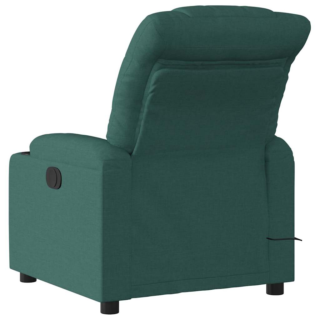 Poltrona de massagem reclinável em tecido verde escuro