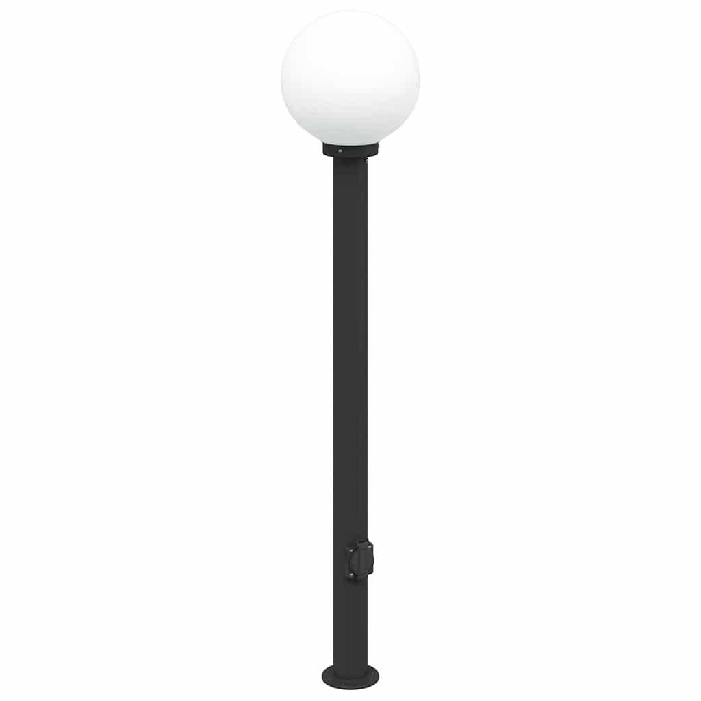 Luminárias de poste com tomada, 3 peças, 120 cm, pretas, IP44