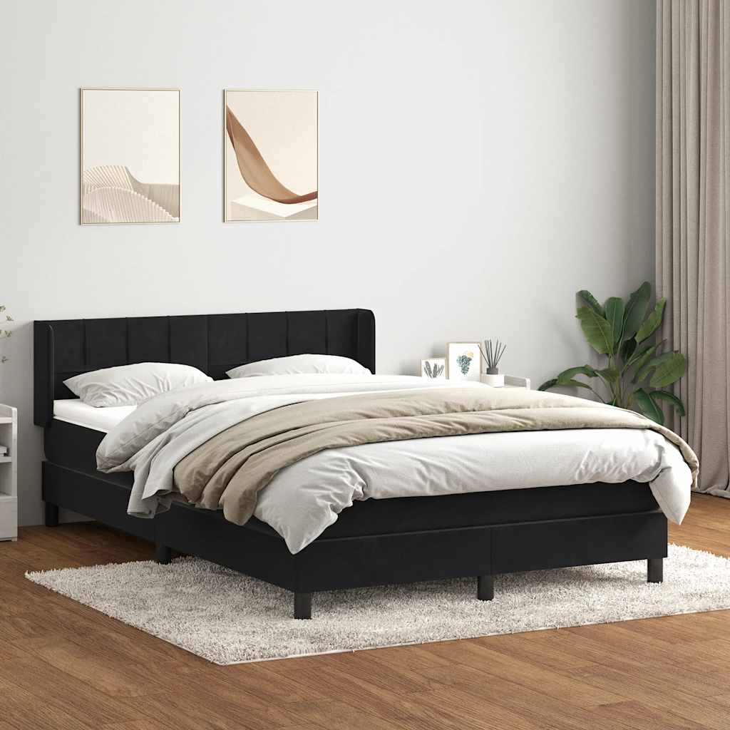 Cama com molas/colchão 160x210 cm veludo preto