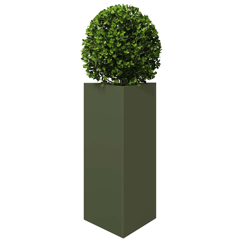 Vaso/floreira jardim triangular 40x34,5x75cm aço verde-azeitona