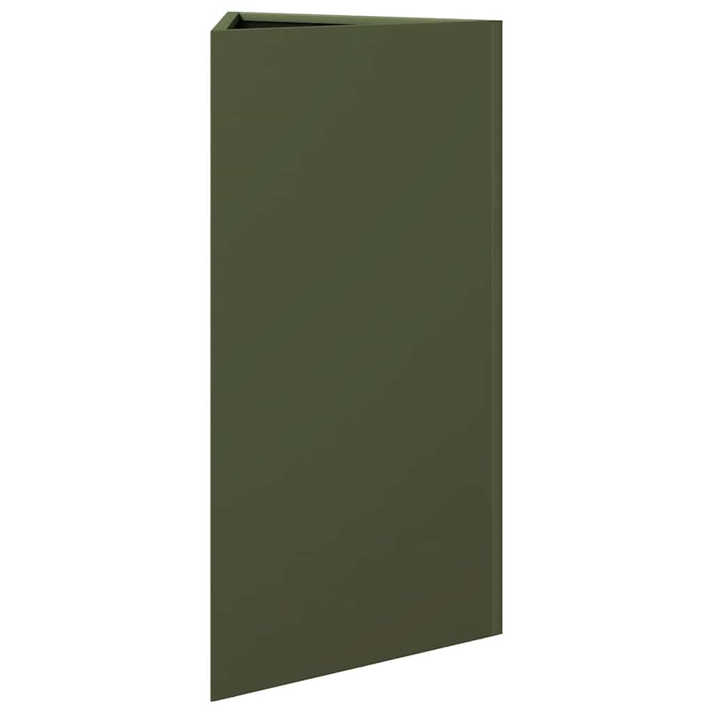 Vaso/floreira jardim triangular 40x34,5x75cm aço verde-azeitona