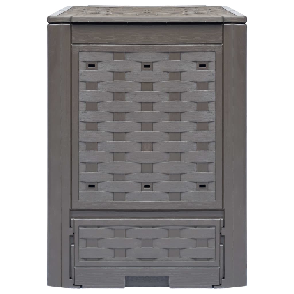 Compostor de jardim 60x60x83 cm 300 l plástico vime castanho