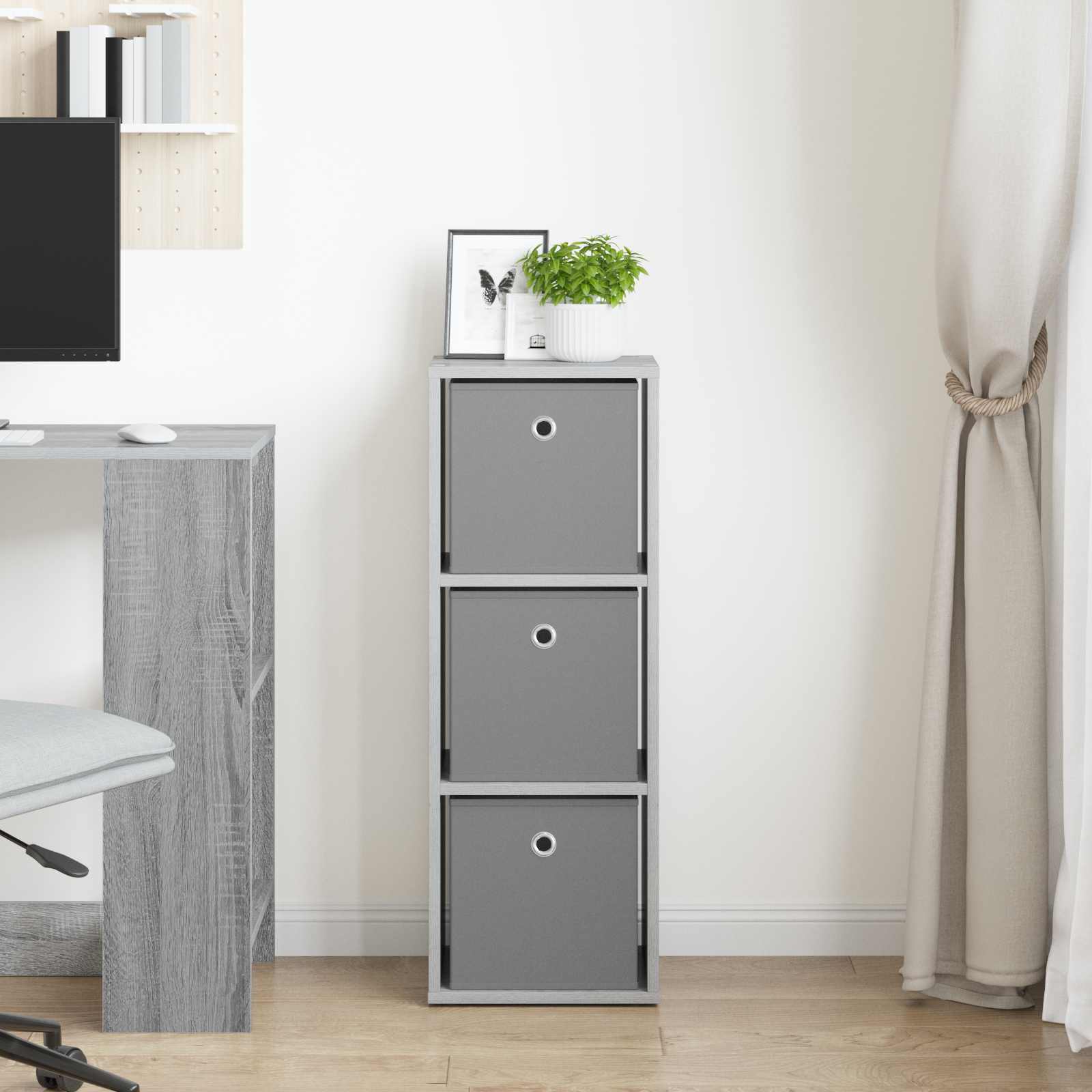 Buffet com gaveta cinza sonoma 30,5 x 27 x 84,5 cm
