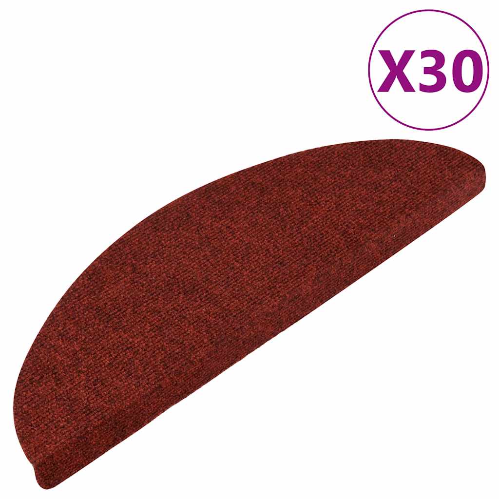 Tapetes de escada adesivos 30 pcs 56x17x3 cm vermelho