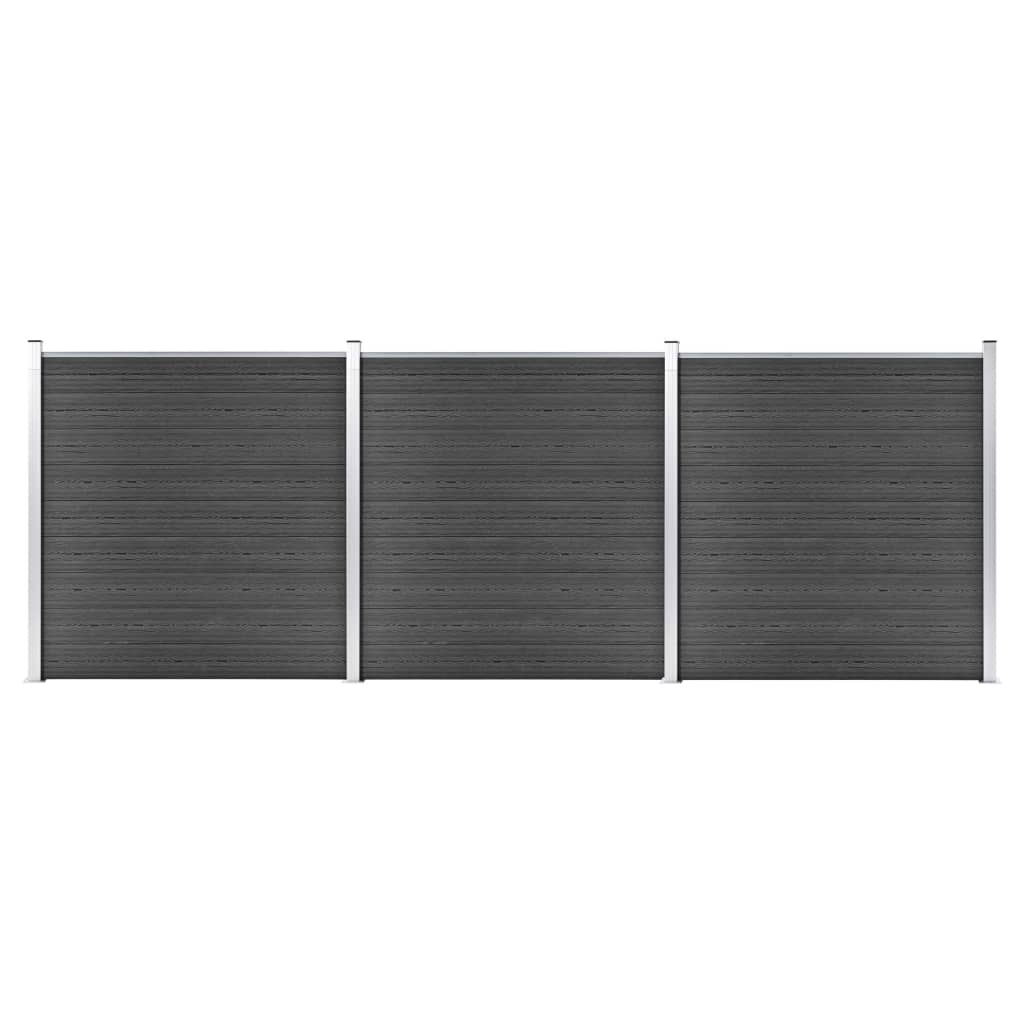 Conjunto de painel de vedação wpc 526x186 cm preto