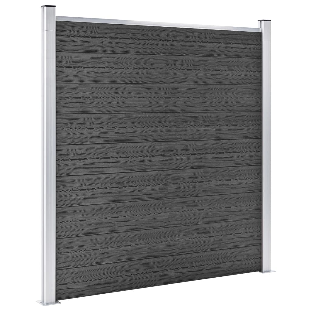Conjunto de painel de vedação wpc 526x186 cm preto