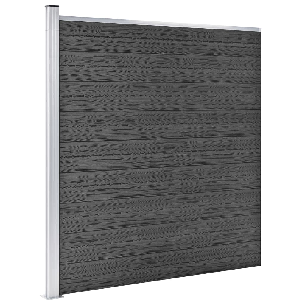 Conjunto de painel de vedação wpc 526x186 cm preto