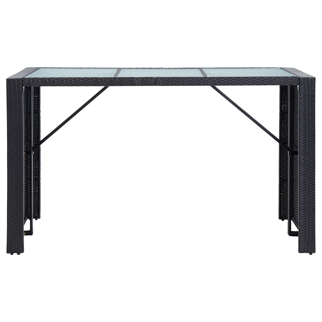 7 Pcs conjunto bar para jardim c/ almofadões vime PE preto