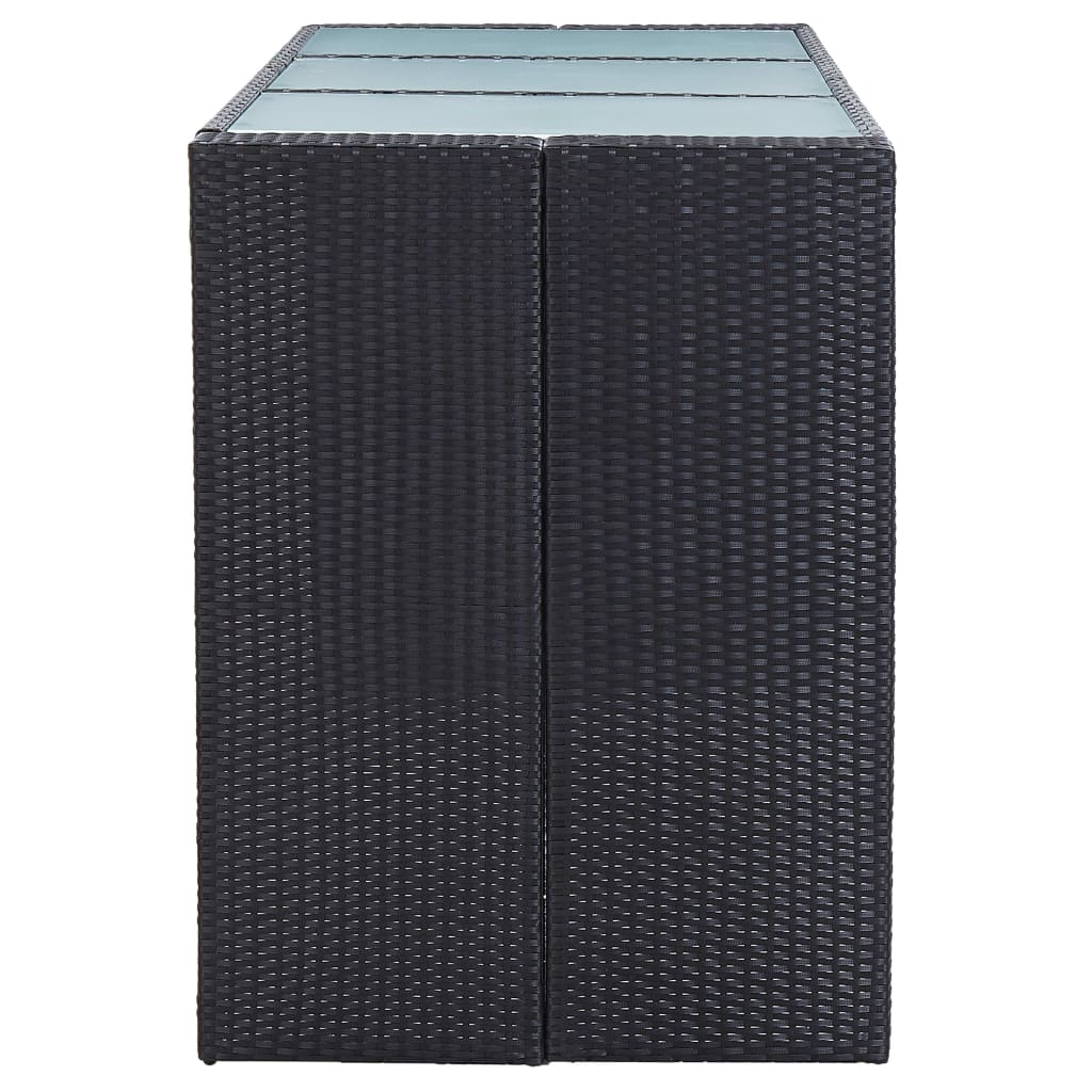 7 Pcs conjunto bar para jardim c/ almofadões vime PE preto