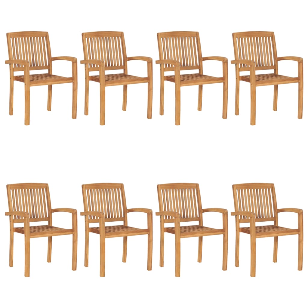 Cadeiras de jardim empiháveis c/ almofadões 8 pcs teca maciça