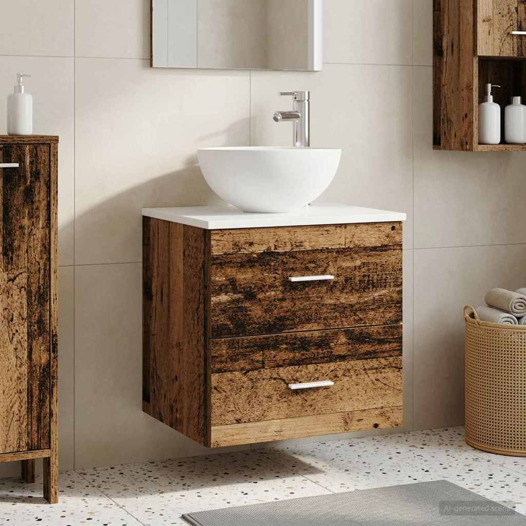 Vanidade com pia de parede madeira antiga 49,5 x 35 x 63 cm