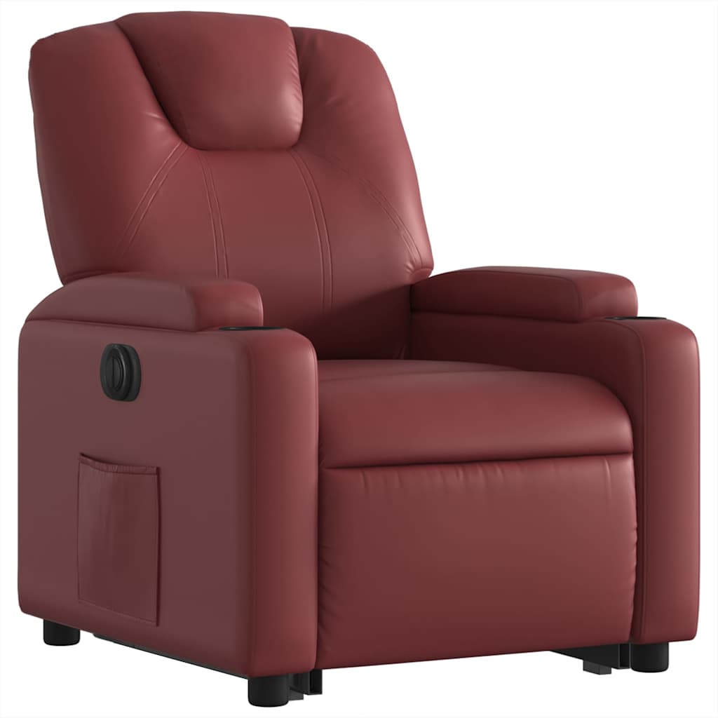 Poltrona reclin. elevatória elétrica couro artif vermelho-tinto