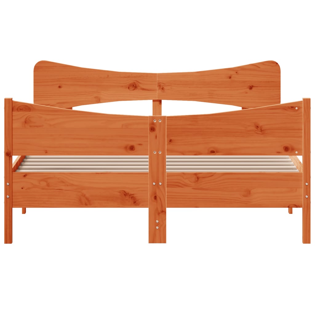 Cama sem colchão 150x200 cm madeira pinho maciça castanho-mel