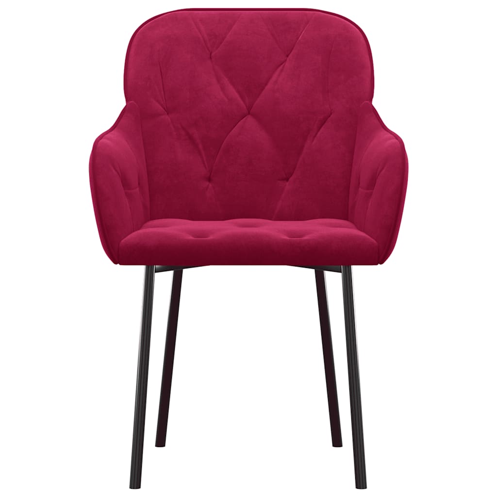 Cadeiras de jantar 2 pcs veludo vermelho tinto