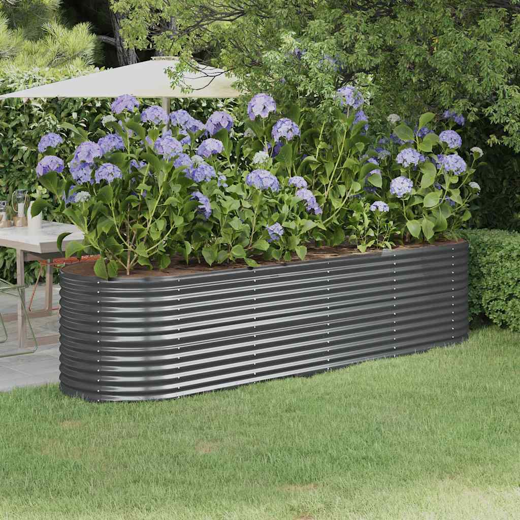Canteiro elevado jardim 296x80x68 aço galvanizado antracite