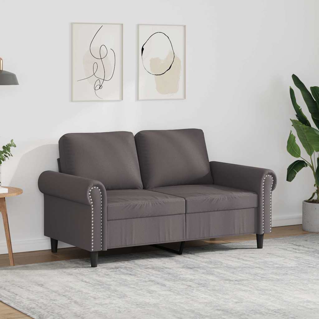 Sofá de 2 lugares 120 cm couro artificial cinza