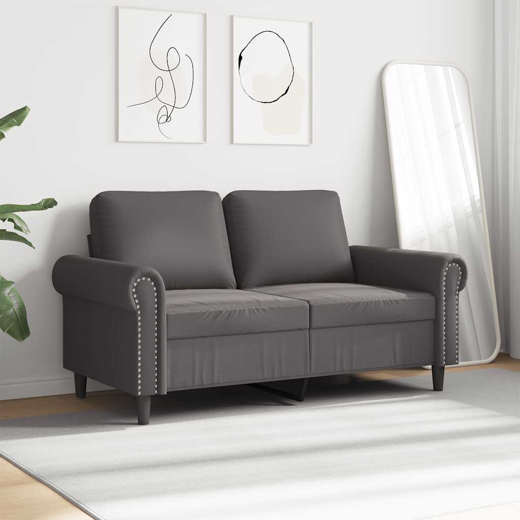 Sofá de 2 lugares 120 cm couro artificial cinza