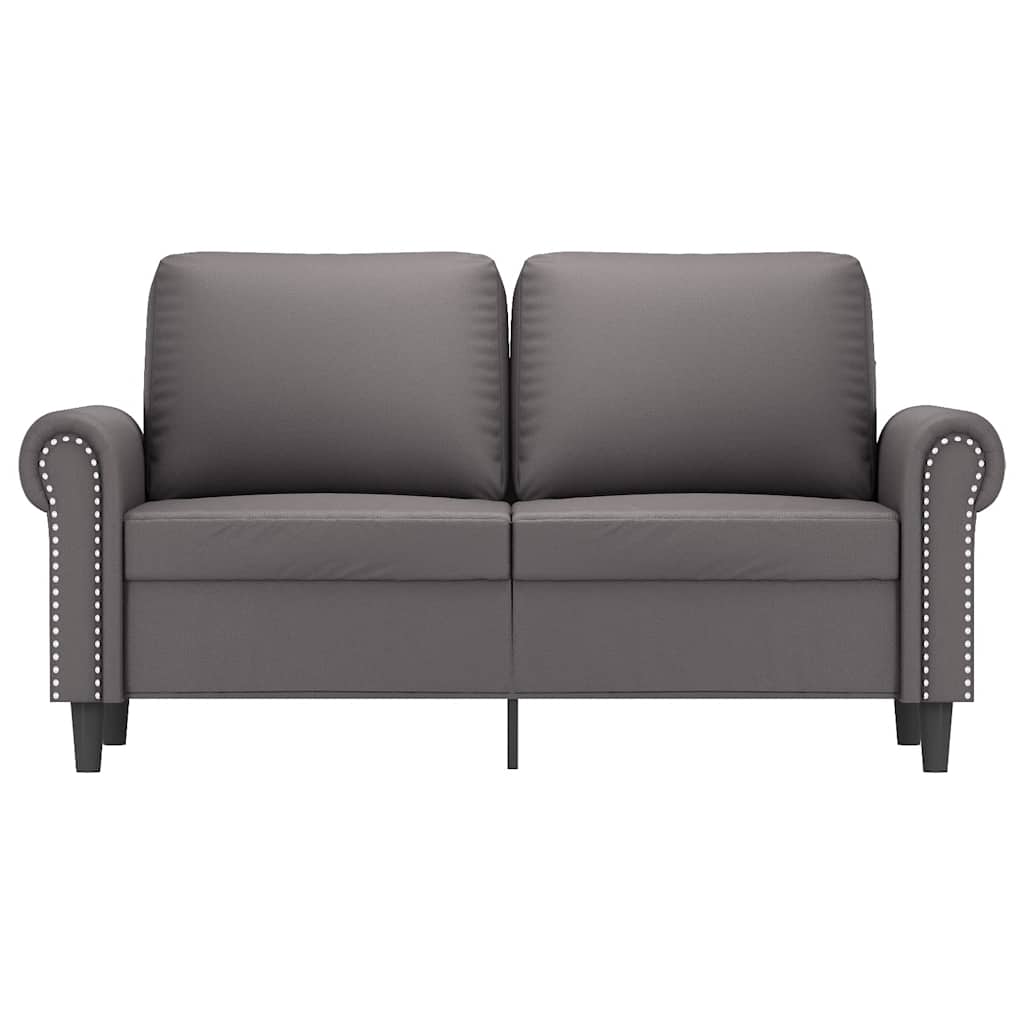 Sofá de 2 lugares 120 cm couro artificial cinza