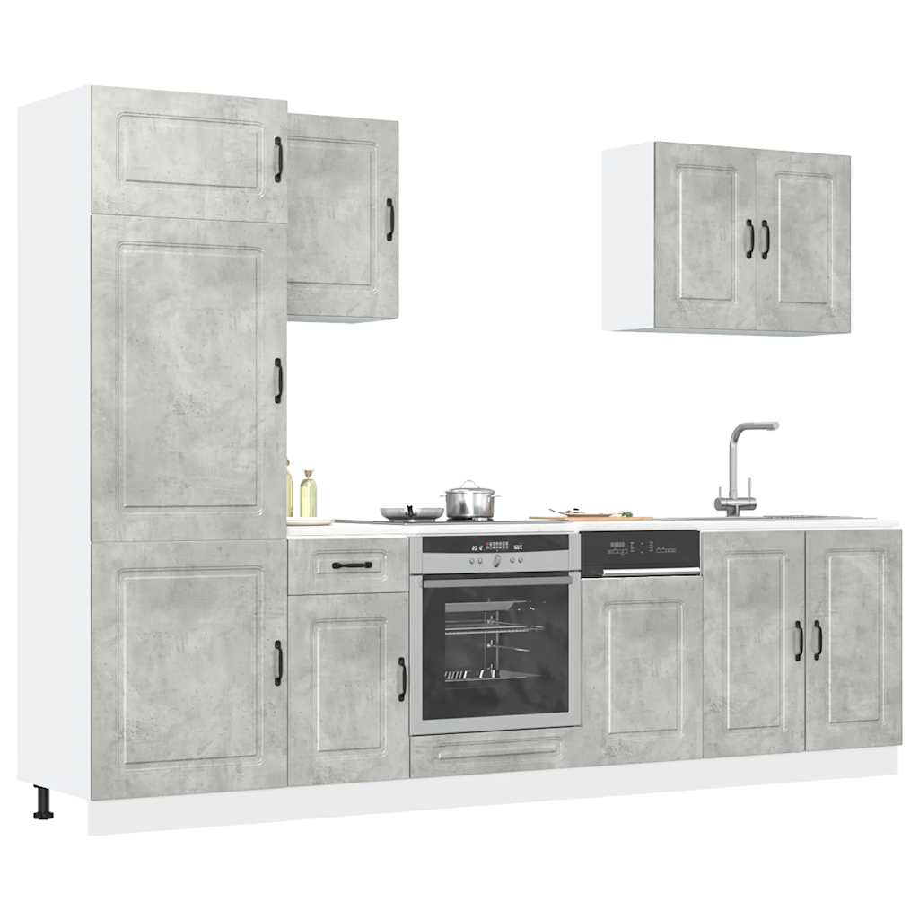 7 Peças armário de cozinha conjunto kalmar cinzento cimento