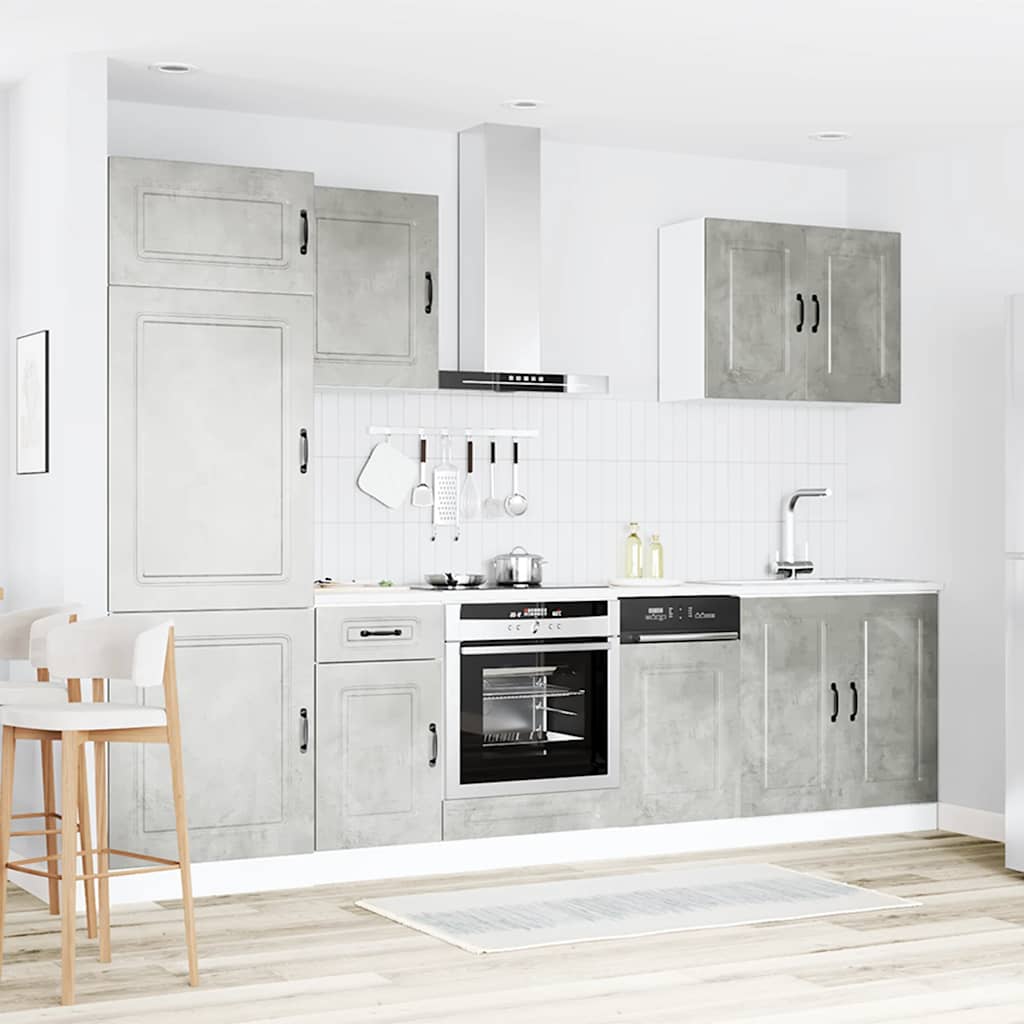 7 Peças armário de cozinha conjunto kalmar cinzento cimento