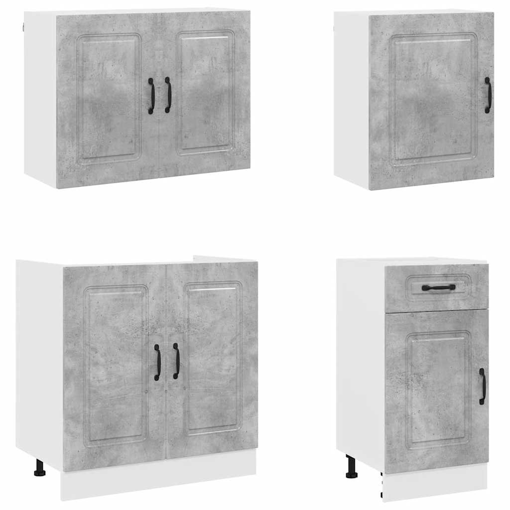 7 Peças armário de cozinha conjunto kalmar cinzento cimento