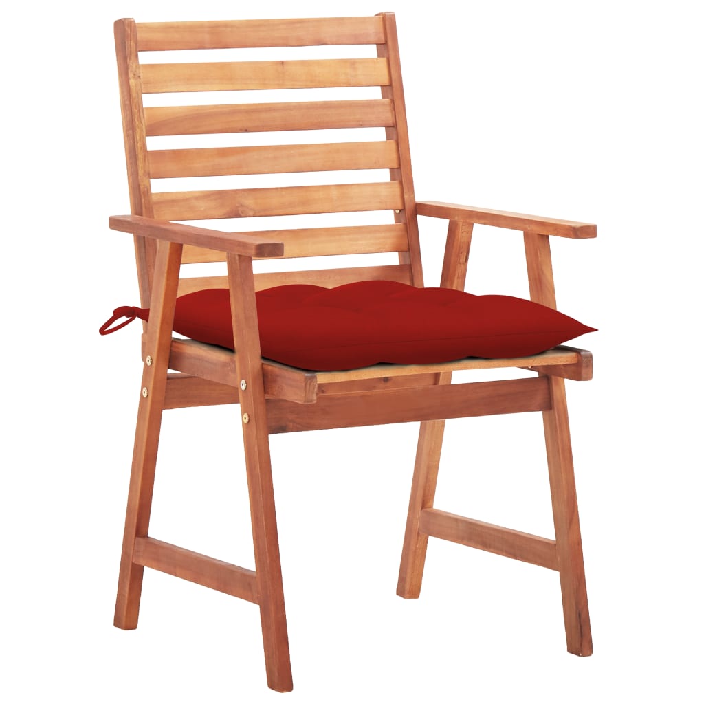 Cadeiras de jantar p/ jardim 3 pcs c/ almofadões acácia maciça