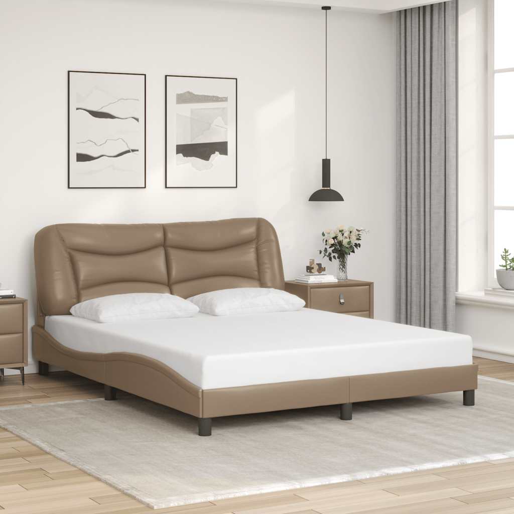 Estrutura de cama sem colchão hvar 160x200 cm couro artificial cappuccino