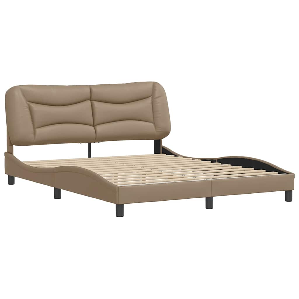 Estrutura de cama sem colchão hvar 160x200 cm couro artificial cappuccino
