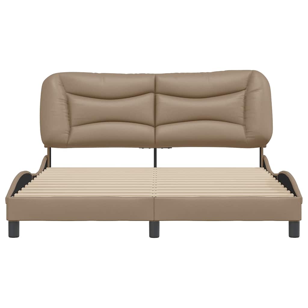 Estrutura de cama sem colchão hvar 160x200 cm couro artificial cappuccino