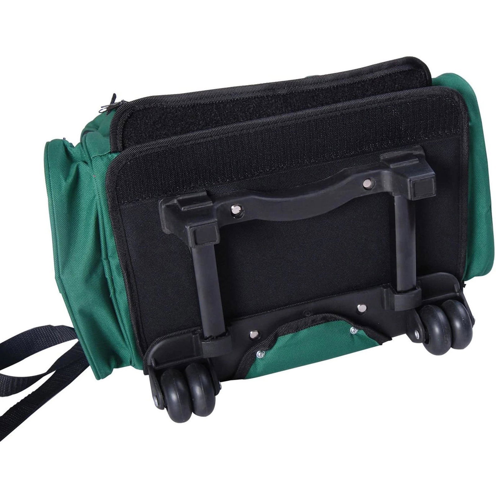 Transportadora 2 em 1 para animais de estimação mochila ou carrinho de viagem para cães e gatos com 2 rodas alça retrátil de alumínio e bolso de armazenamento 42x25x55cm verde