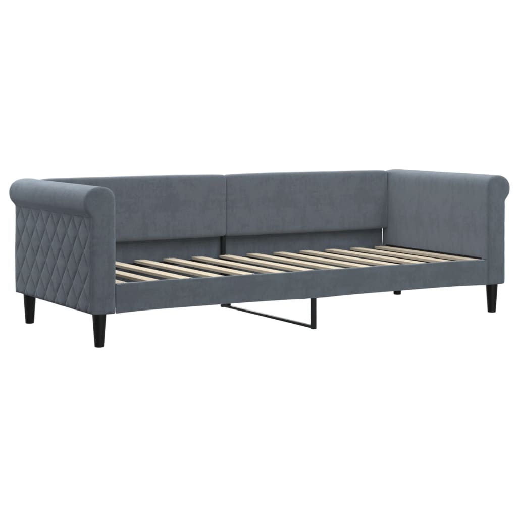 Sofá-cama com colchão 80x200 cm veludo cinzento-escuro