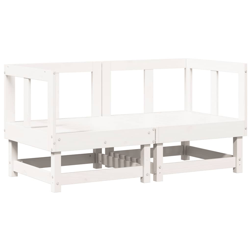 Sofás de canto com almofadões 2 pcs pinho maciço branco