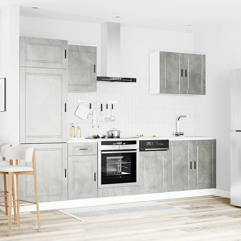 7 Peças armário de cozinha conjunto porto cinzento cimento