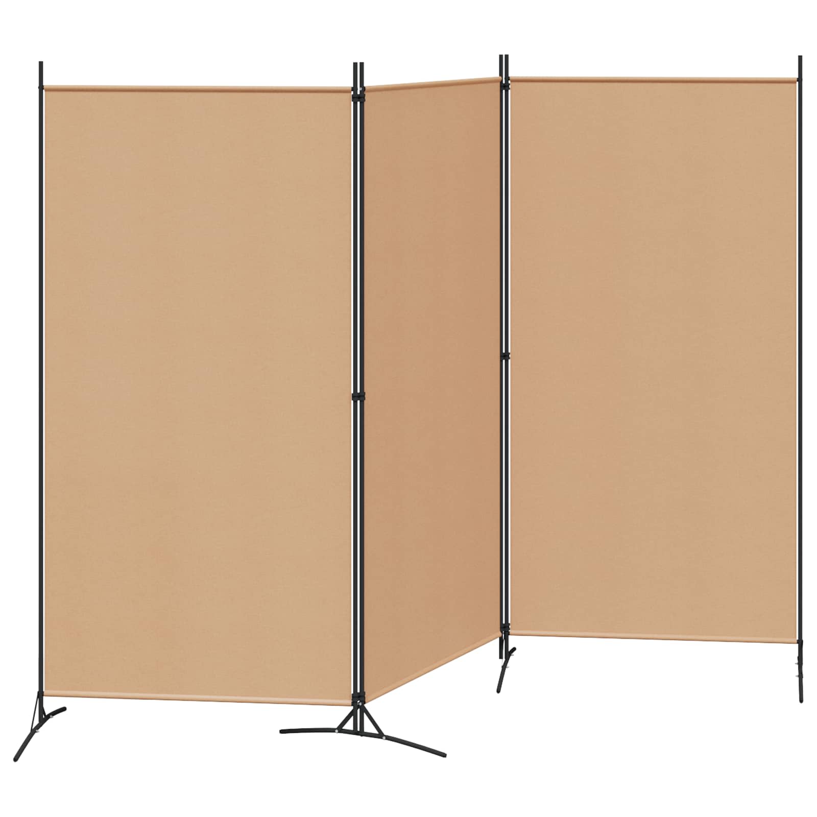 Divisória de 3 painéis bege 260 x 180 cm tecido